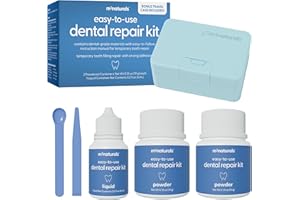 Dental Tooth Repair Kit, Easy & Portable Temporary Filling Cement with Strong Adhesive for Chipped, Missing & Broken Teeth, Solution for Loose Crowns & Cavities, Travel Case Included, by M3 Naturals