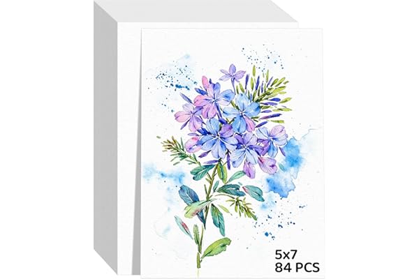 84 Sheets Watercolor Paper 5x7, 110lb/230gsm Cold Press Watercolor Paper Bulk, Cotton Water Color Paper, White Drawing Paper for Sketching, Acrylic, Gouache, Watercolor Supplies for Kids Adults