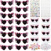 Geiserailie 20 Pairs Valentines DIY Heart Sunglasses Party Favors Friendship Heart Shaped Sunglasses Funny Valentine Gifts Bulk for Women Fans Party Classroom Exchange Gift
