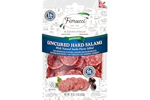Fiorucci All Natural Uncured Hard Salami, Natural Smokey Flavor, Family Size, No Nitrites & Antibiotic Free, 6g of Protein, 1 Pound (Pack of 1)