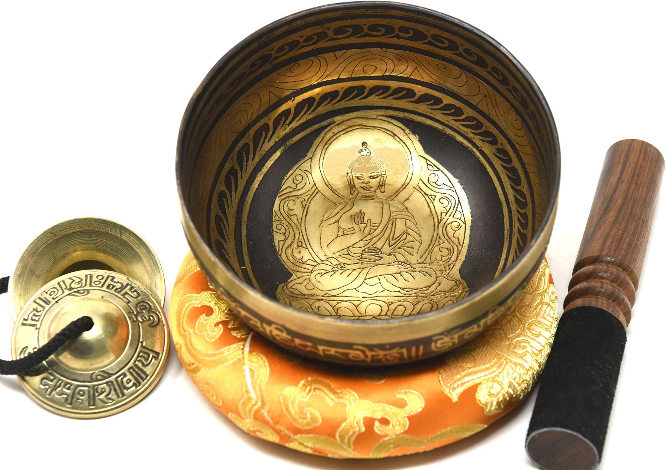 6"Fine Etching Hand made singing bowl with cushions and Mallet,Real handmade singing bowl from Nepal,healing bowls