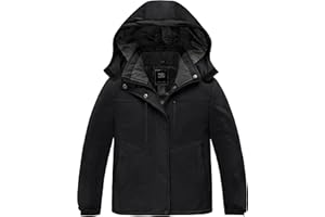 ZSHOW Girls' Ski Jacket Waterproof Fleece Raincoat Windproof Warm Winter Coat with Detachable Hood