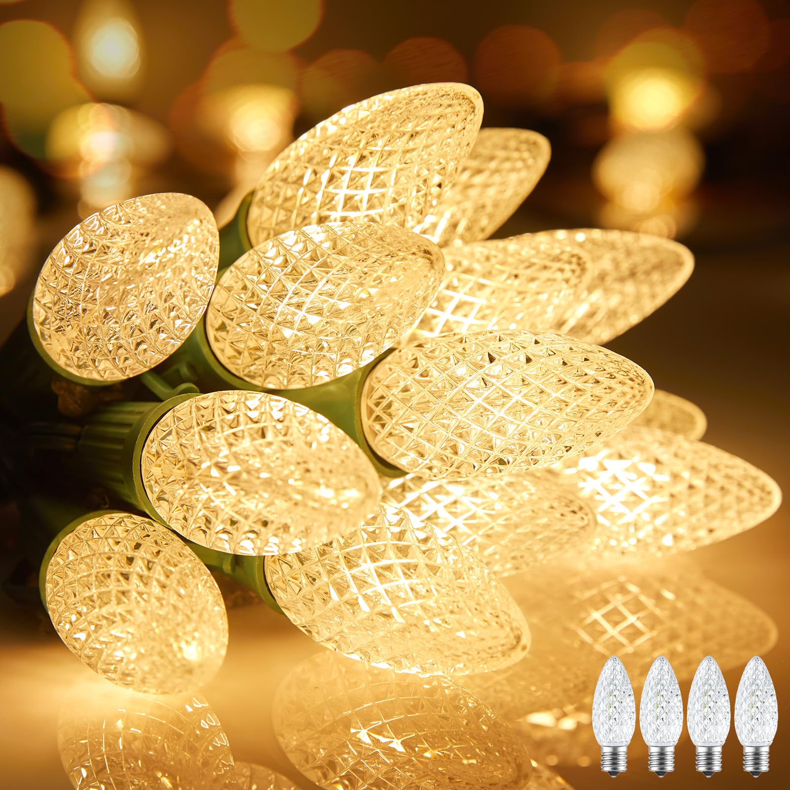 Photo 1 of Minetom C9 Christmas String Lights, 100 Ft LED Commercial Outdoor Christmas Lights with 100 Strawberry C9 Bulbs, Waterproof Connectable UL Certified for Outdoor Indoor Roofline Backyard Xmas Decor