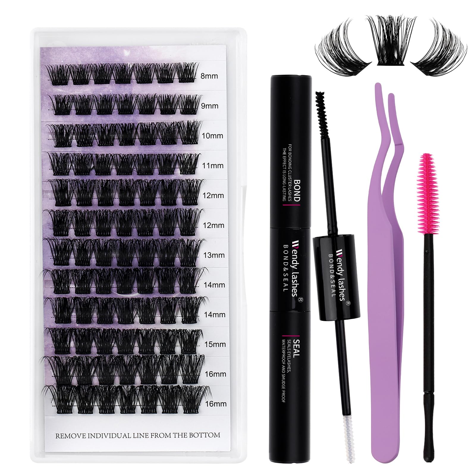 Individual Cluster Lashes Kit D Curl 0.07mm C3 Natural Wispy 8-16mm Mixed Individual Eyelashes Cluster DIY Lash Extensions Set Application At Home(XHTZ-C3-0.07-D-816) — image 1