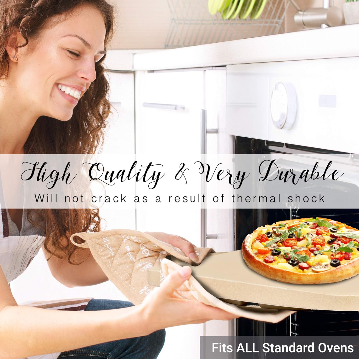 Vescoware Pizza Stone for Oven - Baking Stone for Bread - 16x15 inch Rectangular Pizza Stone for Grill with Recipes E-Book : Garden & Outdoor
