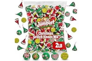 JUMBLET GrinchKisses, 2lb Pack of Christmas Chocolates Individually Wrapped, Delicious GrinchStocking Stuffers for Holiday Parties, Perfect Christmas Chocolate Candy to Delight GrinchCandy Lovers