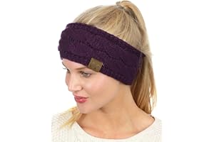 C.C Soft Stretch Winter Warm Cable Knit Fuzzy Lined Ear Warmer Headband