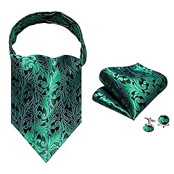 Ailisus Cravat Tie and Lapel Pin Set Mens Green