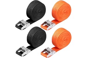 4 Packs Lashing Straps 12 Ft x 1 Inch, Cam Buckle Tie Down Straps Heavy Duty, Cargo Straps with Cam Lock Buckle, Up to 660lbs