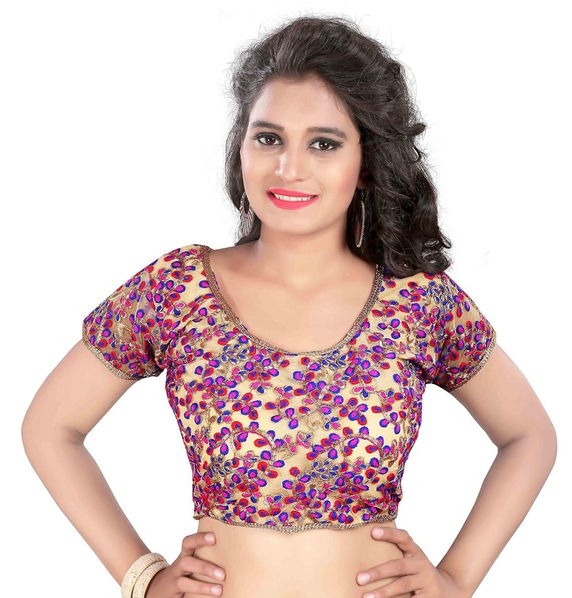 kuvarba fashion women's banglori silk stitched readymade free size saree blouse