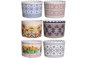 Panettone Paper Mold 12oz Large Murals - 12pcs, H 3.54″x4.11″ W (9cm x11cm) Kulich Mold - Round Panettone Paper Baking Molds 