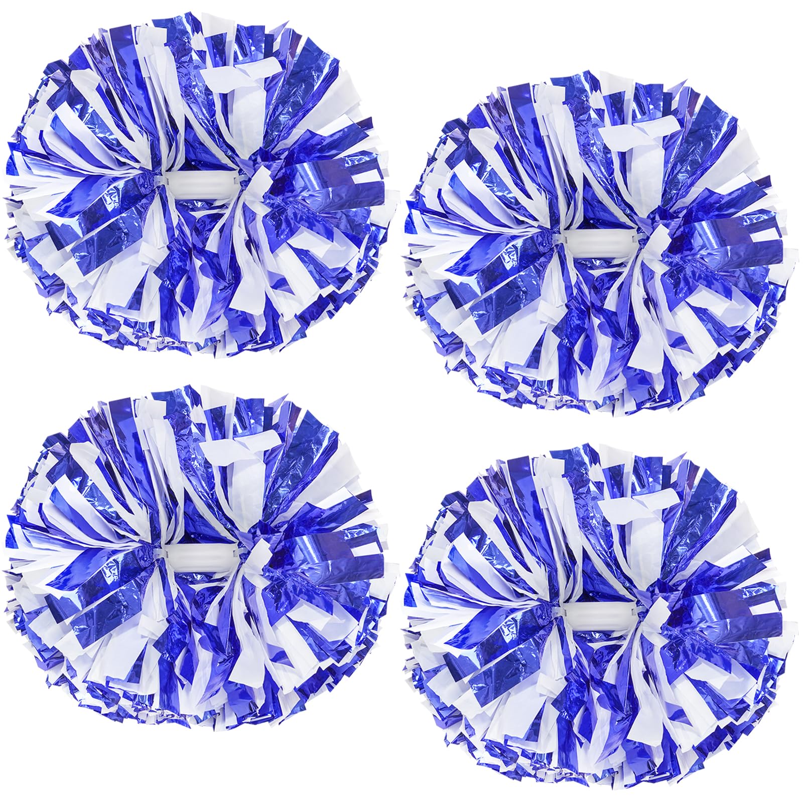 ZONITOK 4 Pcs Upgraded 12 inch Cheerleading Pom Poms, Plastic Cheering Squad Pompoms for Team Spirit School Sports Dance Party Cheering Kids Adults (Orange White)