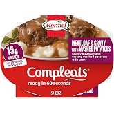 HORMEL COMPLEATS Meatloaf, Gravy &amp; Mashed Potatoes, Microwaveable, 9oz x6 | 15g Protein / tray. High Protein Ready to Eat Meal. Perfect for a Quick Meal. Convenient Prepared Food, Pantry Staple