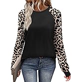 WIHOLL Long Sleeve Shirts for Women Color Block Raglan Tops Casual Crewneck Basic Tees Fall Clothes 2026 Fashion