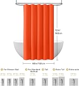 Shower Curtain with Metal Hooks Waffle Fabric 152x182cm Orange view 6
