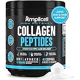 AMPLICELL Multi Collagen Peptides Powder – Hydrolyzed Type I & III Grass-Fed Bovine Collagen – Unflavored Protein for Hair Skin Nails, Joints & Mobility – Keto Paleo – 41 Servings