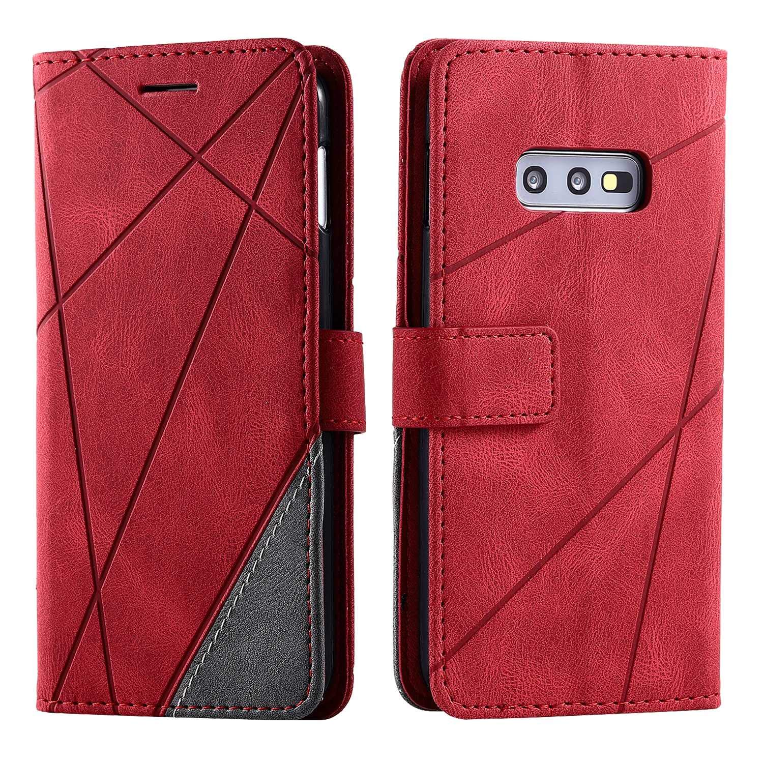 SONWO Case for Galaxy S10e Case, Premium Leather Flip Wallet Case Magnetic Closure Card Slots Kickstand Phone Case for Samsung Galaxy S10e, Red