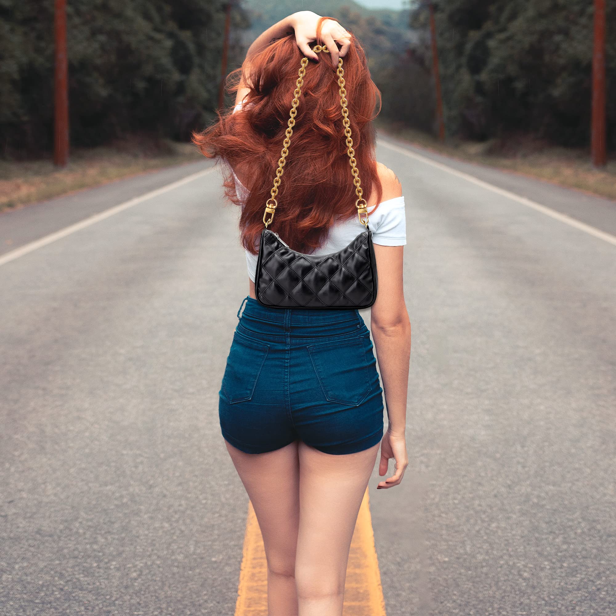 4 Pcs Different Size Purse Chain Strap Cross body Chain Strap Replacement Chain for Handbag Shoulder Bag Purse(15.7/23.6/31.5/47.2 Inches-O chain 0.28 Inch, Gold)