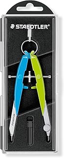 Staedtler Mars Comfort 556 00-N1 Zirkel, Geometriezirkel, Etui mit Klappdeckel, neon blau-grün
