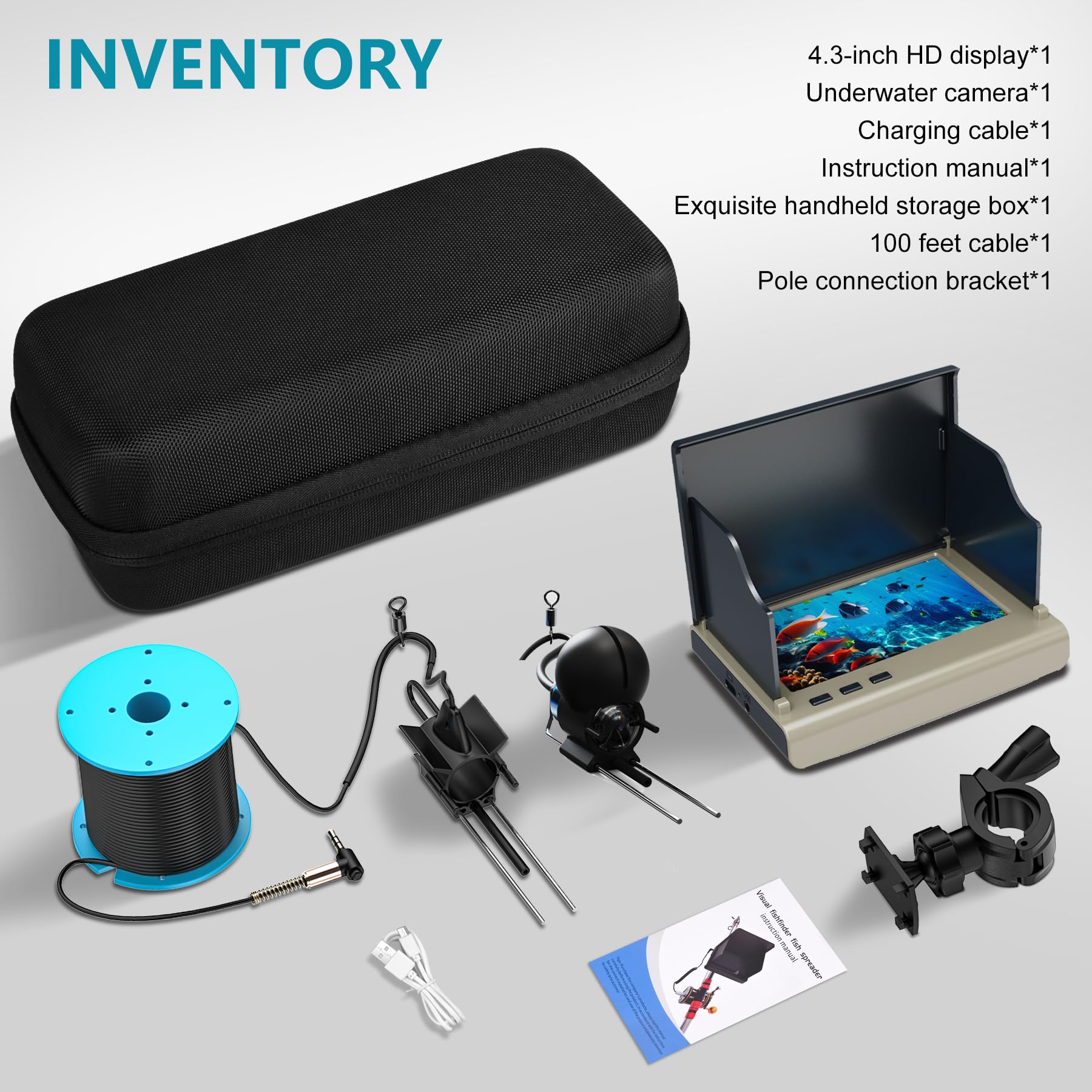 ZXBVSU Underwater Fishing Camera with Night Vision & 4.3