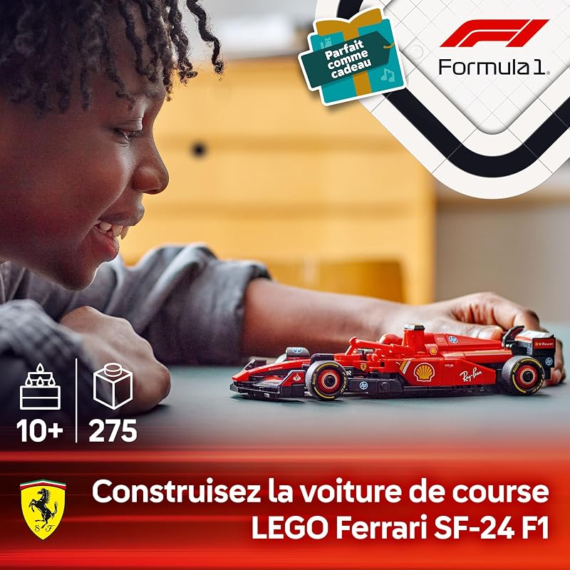 Speed Champions Voiture F1 Ferrari SF-24 - Jeu de Construction avec Véhicule de Course - Inclut Minifigurine Collector de Pilote de Formule 1 - Idée Cadeau pour Garçon ou Fille 77242