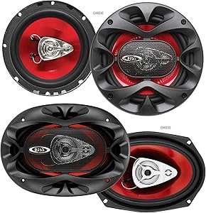 BOSS Audio Systems CH6530 Car Speakers - 300 Watts of Power Per Pair and 150 Watts Each, 6.5 Inch, Full Range, 3 Way, Sold in Pairs + CH6930 Car Speakers - 400 Watts of Power Per Pair, 200 Watts Each,