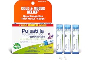 Boiron Pulsatilla 30C Homeopathic Medicine for Relief from Cold, Nasal Congestion, Thick Mucus, and Cough - 3 Count (240 Pellets)
