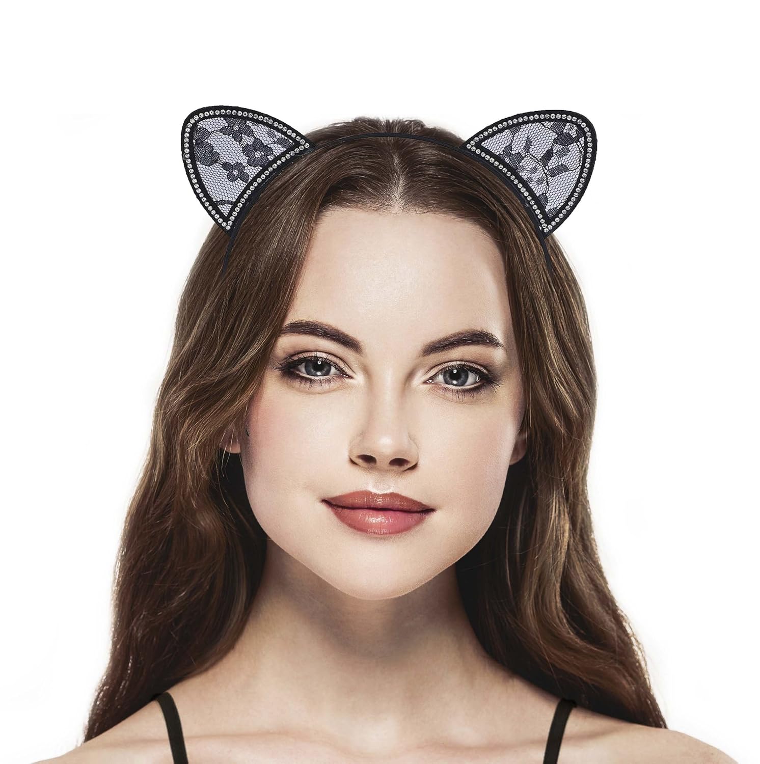 Lux Accessories Halloween Black Lace Cat Ear Cosplay Party Costume Accessory Headband