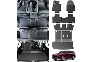 Houclemic Cargo Liner and Floor Mat Set for 2024 Toyota Grand Highlander, Custom Fit All-Weather TPE Rear Trunk Mat, Seat Backrest, and Floor Mats for 2024 Toyota Grand Highlander