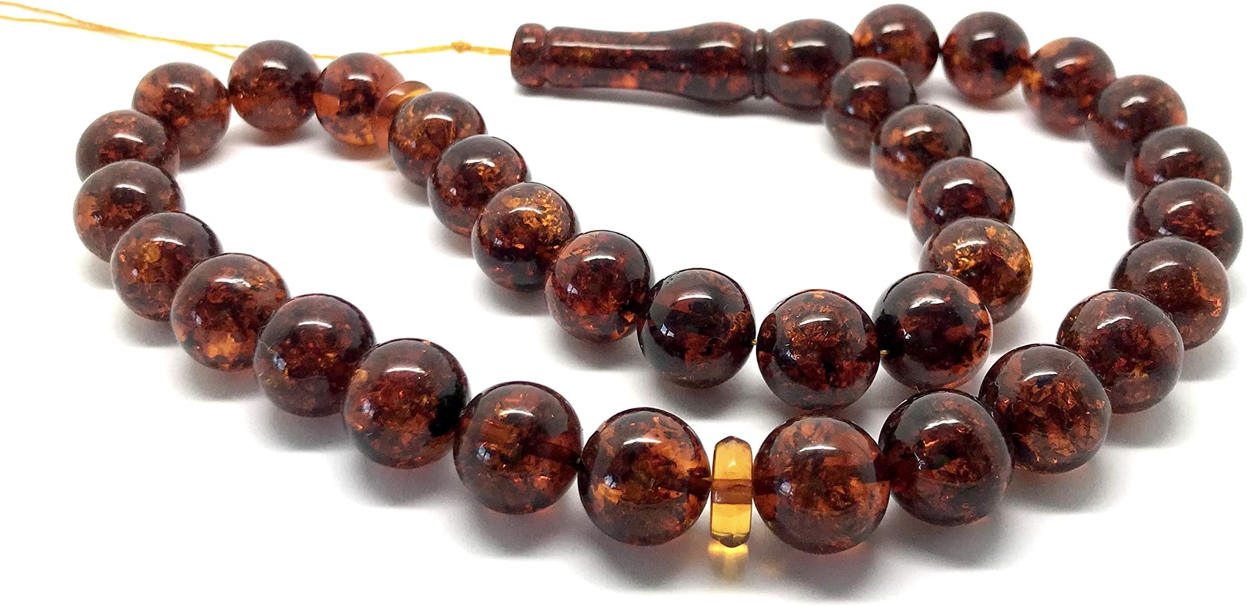 Baltic Amber Rosary, Cognac Color, ±12mm