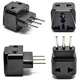 Italy, Chile Power Plug Adapter by OREI, 2 in 1 USA Grounded Connection - Universal Socket - Type L - 4 Pack - Perfect for Ce