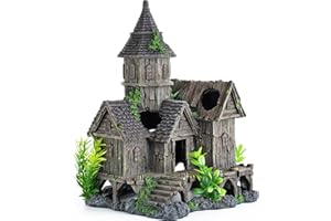 Borlech Aquarium Wooden Cabin Decorations Fish Tank Catle Decorations Ornaments (Style D)