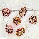 Harvest Leaves Fall Glass Ornaments - Set of 12 Glass, Autumn Ornaments, Thanksgiving