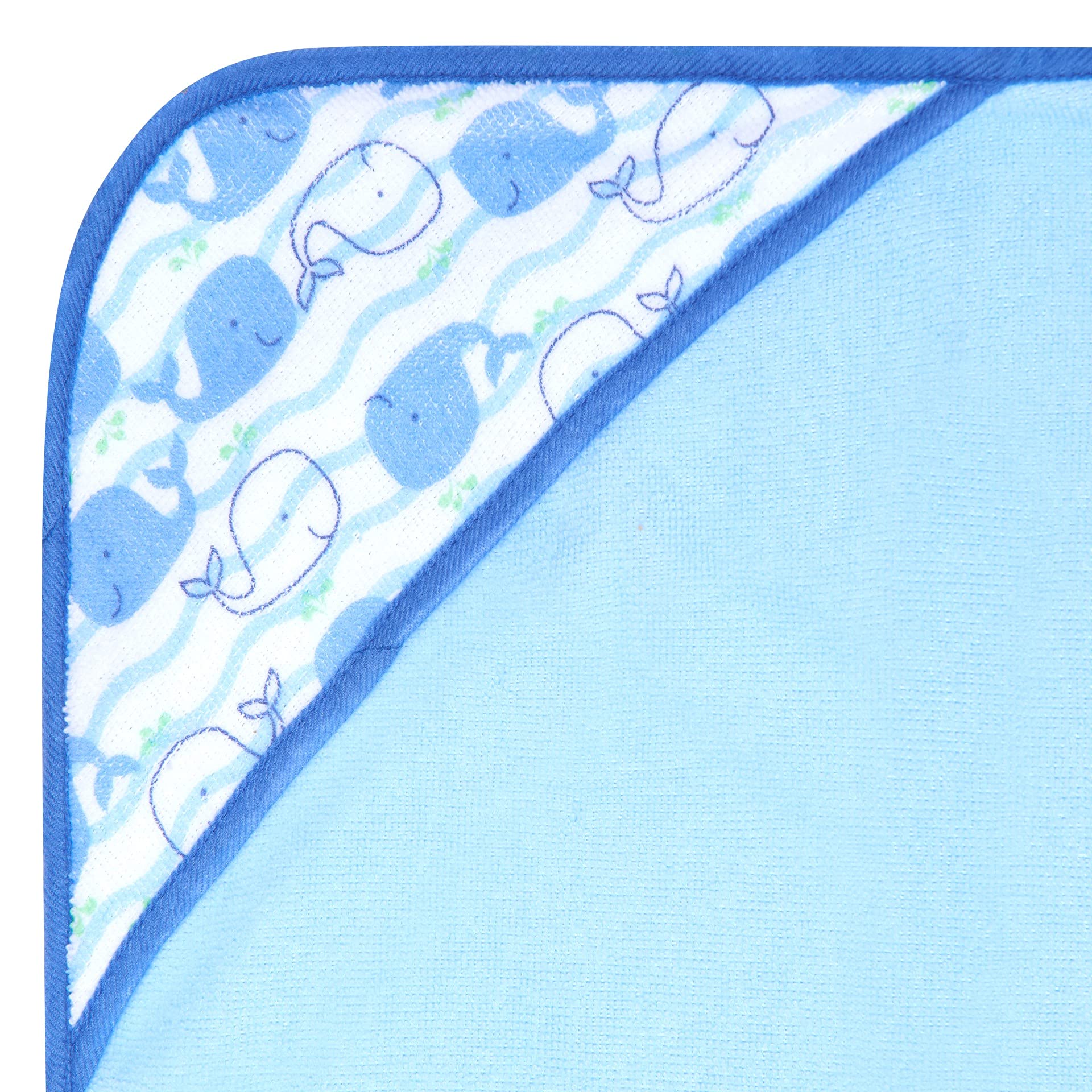 Boy's 3-Pack Blue Whale Hooded Baby Towels, 26x30 Inches