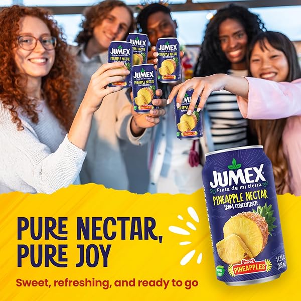 JUMEX PINEAPPLE JUICE NECTAR – MADE WITH FRESH FRUIT PUREE FROM CONCENTRATE FOR TROPICAL FRUIT SMOOTHIE MIX, COCKTAIL MIXERS & KIDS DRINKS & BEVERAGES – 11.3OZ, 24 PACK PINEAPPLE JUICE CANS