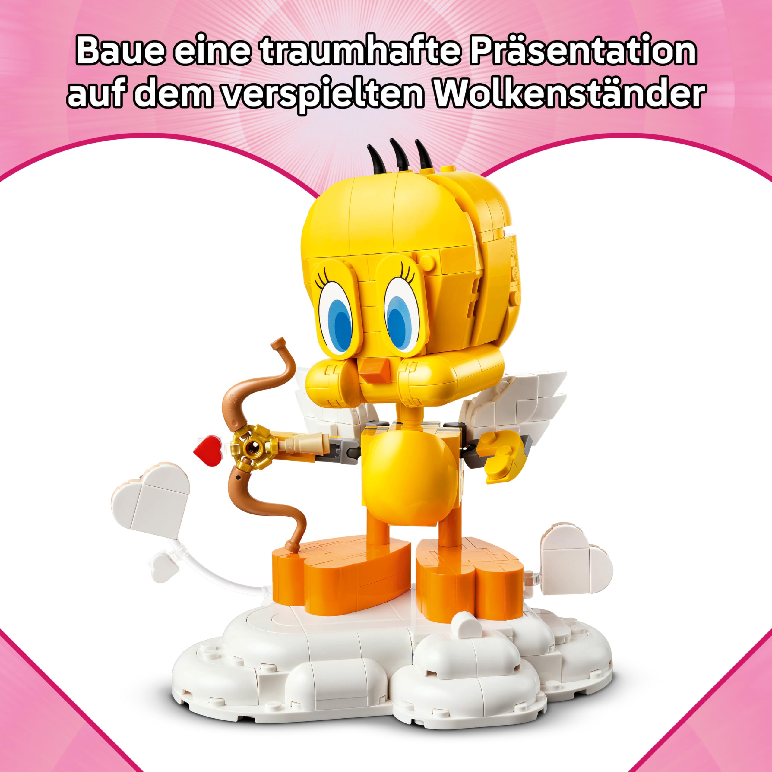 LEGO Looney Tunes Liebesbote Tweety - Modellbau zu Looney Tunes mit Zubehör - Blumenstrauß, Herz, Amor-Bogen & Wolkenständer - Kreatives Geschenk für Mädchen & Teenager ab 12 Jahren - 40824 5