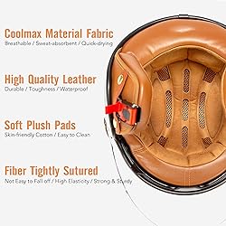 Pretoee Open Face Motorcycle Helmet, 3/4 Retro