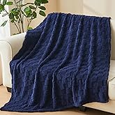 NEWCOSPLAY Super Soft Throw Blanket Dark Navy Premium Silky Flannel Fleece 3D Checkered Lightweight Bed Blanket All Season Use (Dark Navy Checkered, Throw(50"x70"))