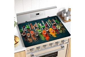 BZFJZG Spice Stove Top Cover for Electric Stove, Spoon Heat Resistant Cooktop Cover, 28x20 inch, Ceramic Stove Top Mat Stove Cover Protector for Kitchen, Dish Drying Mats, Washer Top Protect, Oven Cover