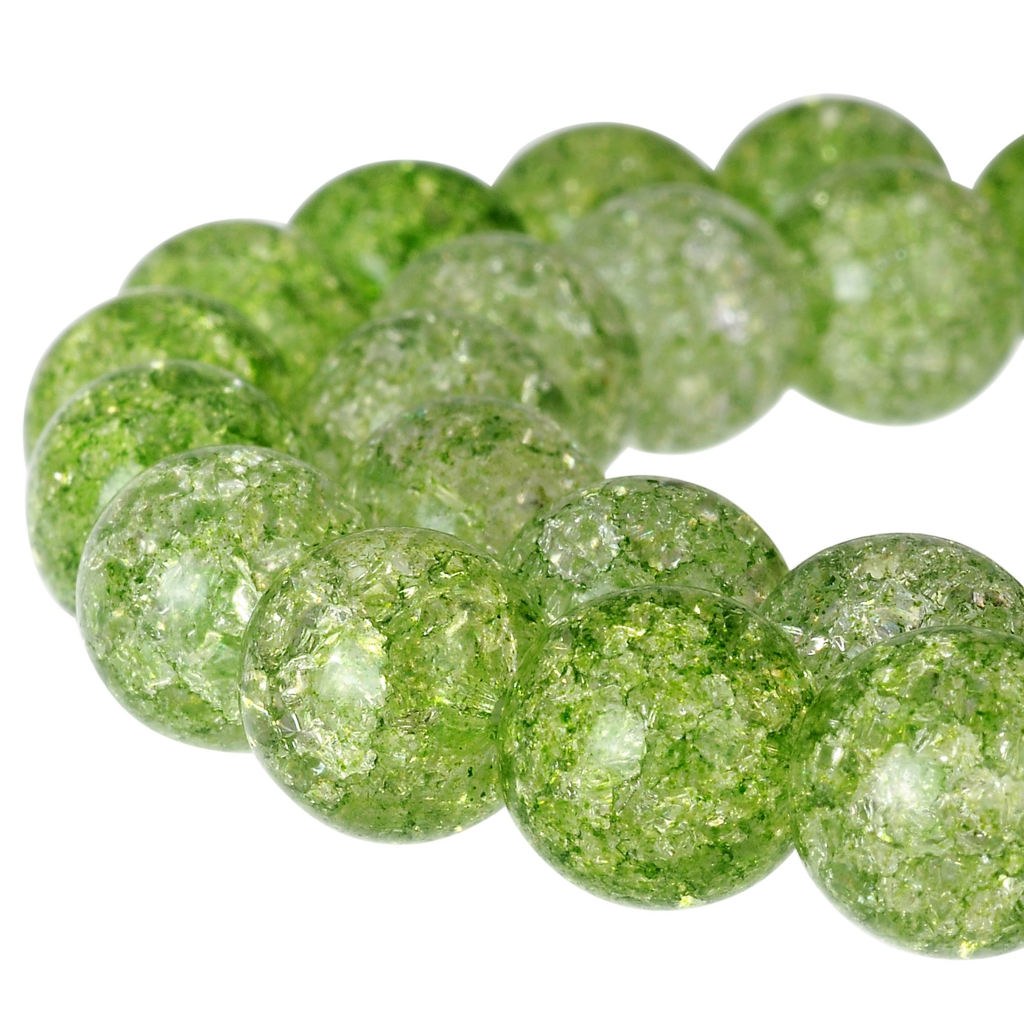 RUBYCA Round Crackle Druk Czech Crystal Pressed Glass Beads for Jewellery Making 4mm Strand (Green)