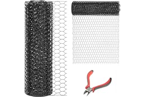 DOLEMODUO 24'' x 150' Black Chicken Wire Mesh Fence, 20 Gauge Galvanized Poultry Netting and 1 inch Garden Mesh Fence Roll, Chicken Wire for Floral Arrangements/Crafts/Farm/Livestock/Pet Protection