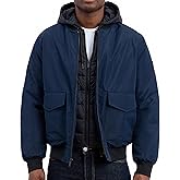 Michael Kors mens Puffer Bomber Jacket for Men With Insulating Vest-style Bib, Extra Warm Bomber for Cold Weather