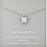 Famdecor Gifts for Great Grandma Necklace Four Generations Gifts Rhinestone Knot Necklace for Great Grandma Christmas Holiday Mothers Day Birthday