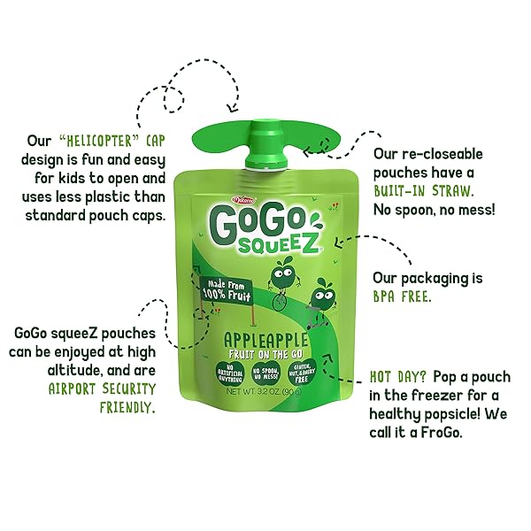 GOGO SQUEEZ APPLESAUCE, VARIETY PACK (APPLE/BANANA/STRAWBERRY), 3.2 OUNCE (20 POUCHES)