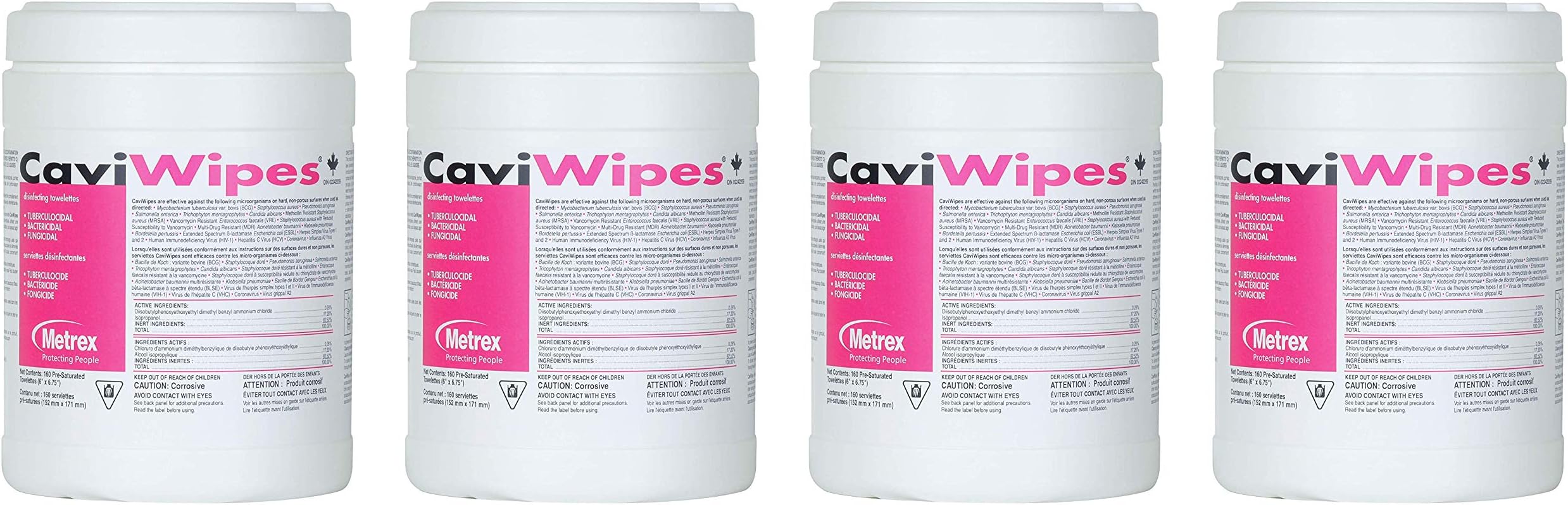 CaviWipes Metrex Disinfecting Towelettes Canister Wipes, 160 Count (Fоur Paсk)