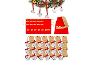 ZWWKKLL 18PCS Christmas Believe Bell Ornaments, Polar Express Bell, Silver Sleigh Bell Christmas Party School Classroom Indoor Outdoor Decor Supplies(18)
