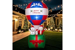 AUPAUTER 7FT Christmas Inflatable Hot Air Balloon Santa Decoration,Blow Up Outdoor Holiday Decor with Santa,Polar Bear and Penguin Figures,Built-in LED Lights Decoration for Xmas Party,Garden,Lawn,New Year