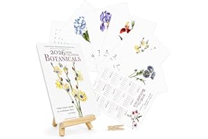 TODO BIEN DESIGN INC. 2026 Desk Calendar - Botanical Watercolor Monthly Calendar, Made in USA, 5x7 pages with motivational quotes, wooden Easel for Home Oﬃce School, Holiday New Year Gift (2026 Botanical - 01, Mini Easel)