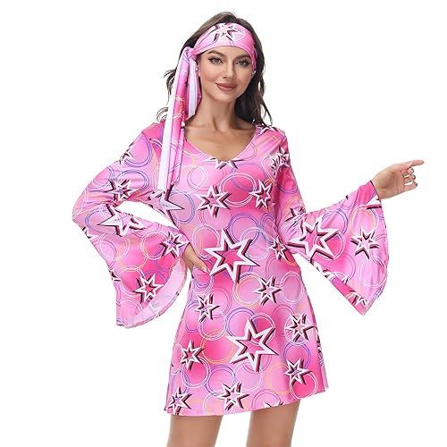 Frawirshau 70s Outfits - Disco Costumes & Dresses for Women - Hippie Clothes in Pink, Size XS in Kenya | Whizz Costumes Frawirshau 70s Outfits - Disco Costumes & Dresses for Women - Hippie Clothes in Pink, Size XS in Kenya | Whizz Costumes