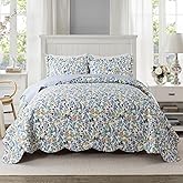 Travan 3-Piece Quilt Set Quilted Bedspread Lightweight Coverlet Set Garden Style Floral Printed Oversized Quilted Bedding Set for All Season, Secret Garden, King Size